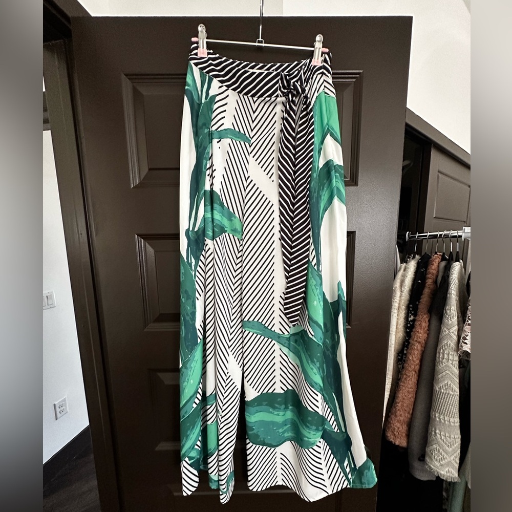 JEALOUS TOMATO WIDE LEG PRINTED TIE WAIST PANTS